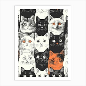 Perfectly Repeatable Artwork With Cute Cat Faces 10 Art Print