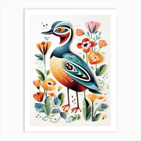 Scandinavian Bird Illustration Wood Duck 2 Art Print