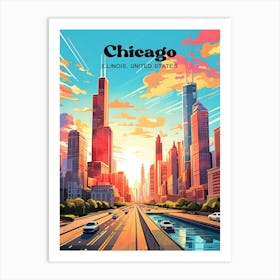 Chicago Illinois United States Midwest Modern Travel Art Art Print