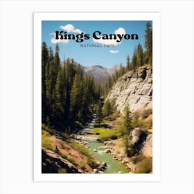 Kings Canyon National Park California Hiking Trail Modern Travel Art Art Print