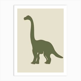 Olive Green Dinosaur Silhouette 4 Art Print