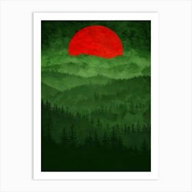 Red Sun Over The Mountains Poster