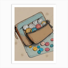 Wallet With Coins Art Print