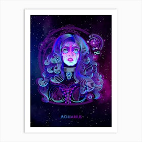 Aquarius — Zodiac neon signs Art Print