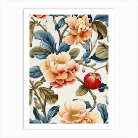 Peony Flower Pattern 3 Art Print