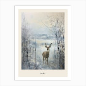 Vintage Winter Animal Painting Poster Deer 5 Art Print