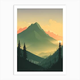 Misty Mountains Vertical Composition In Green Tone 35 Art Print