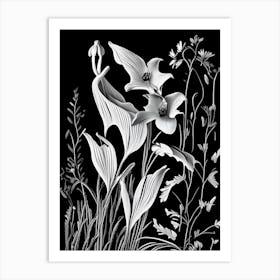 Harebell Wildflower Linocut 1 Art Print