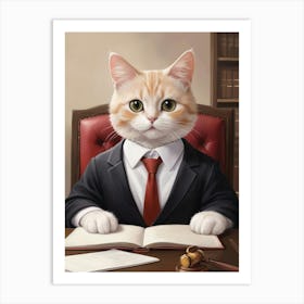 Cute Cat In A Suit Lawyer Art Print