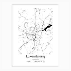 Luxembourg,Luxembourg Minimalist Map Art Print