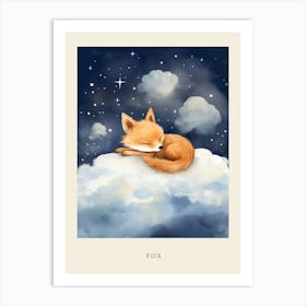 Baby Fox 4 Sleeping In The Clouds Nursery Poster Art Print