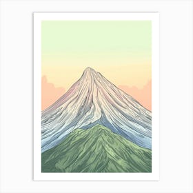 Mount Apo Philippines Color Line Drawing (6) Art Print