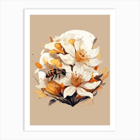 Bee And Flowers Art Print