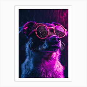 Beautiful Dog Under Neon Lights 22 Art Print