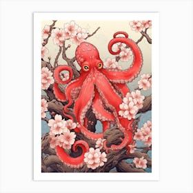 Common Octopus Japanese Style Illustration 2 Art Print