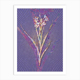 Geometric Sword Lily Mosaic Botanical Art on Veri Peri n.0344 Art Print