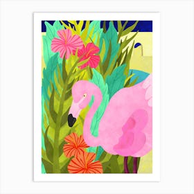 Flamingo Oasis 1 Art Print