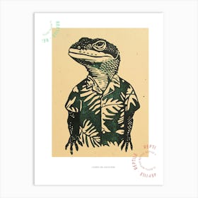 Lizard In A Floral Shirt Block 4 Poster Art Print