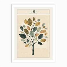 Lime Tree Minimal Japandi Illustration 1 Poster Art Print