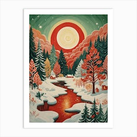 Red Winter Landscape Art Print