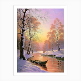 Boat In The Snow 1 Art Print