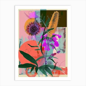 Prairie Clover 3 Neon Flower Collage Art Print