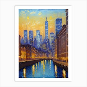 New York City At Dusk 2 Art Print