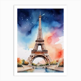 Watercolor Of Eiffel Tower 1 Art Print