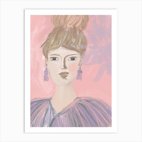 Lady With Feathers Art Print