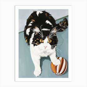 Cat With Ball Art Print