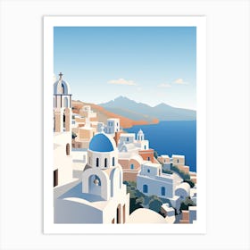 Santorini, Greece, Graphic Illustration 4 Art Print