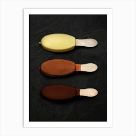 Ice cream / Chocolate ice lollies — Food kitchen poster/blackboard, photo art Art Print