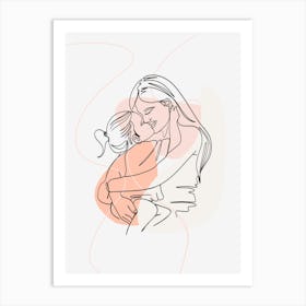 Mother And Daughter Hugging Art Print