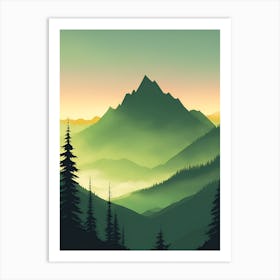 Misty Mountains Vertical Composition In Green Tone 221 Art Print