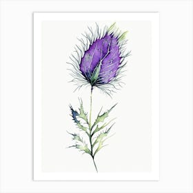 Thistle Leaf Minimalist Watercolour 2 Art Print