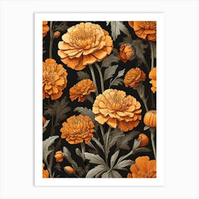 Marigold Flower Illustration Art Print 2 Art Print