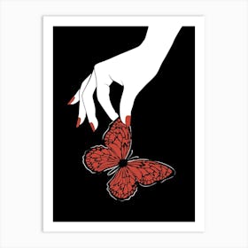 Holding Butterfly Black Art Print