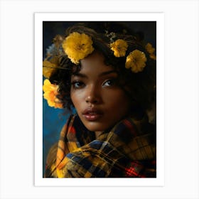 Black Woman With Flowers Art Print