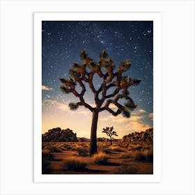 Joshua Tree With Starry Sky In South Western Style (4) Art Print