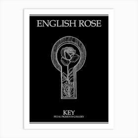 English Rose Key Line Drawing 4 Poster Inverted Art Print