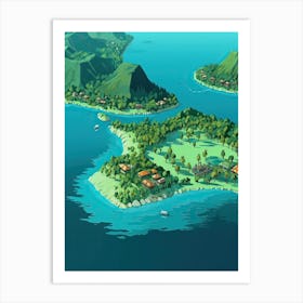 Bora Bora French, Polynesia, Flat Illustration 4 Art Print