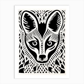 Linocut Fox Illustration 12  Art Print