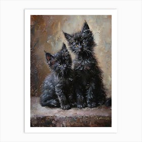 Two Black Cats Rococo Inspired Painting 1 Art Print