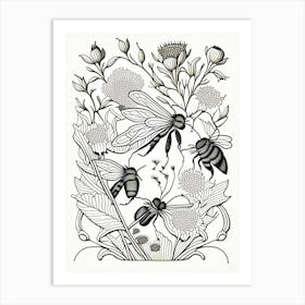 Pollination Bees 9 William Morris Style Art Print