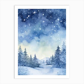 Winter Landscape Watercolor Painting 1 Art Print