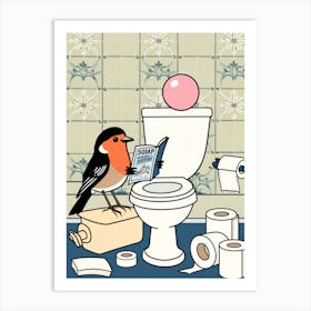 Toilet Bird Art Print