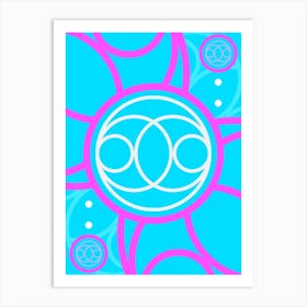 Geometric Glyph in White and Bubblegum Pink and Candy Blue n.0027 Art Print