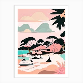 Pulau Lang Tengah Malaysia Muted Pastel Tropical Destination Art Print