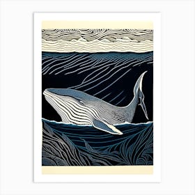 Vintage Whale Linocut 2 Art Print