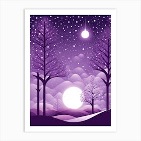 Purple Christmas Night, Christmas concept art, Christmas vector art, Vector Art, Christmas art, Christmas, moon night Art Print